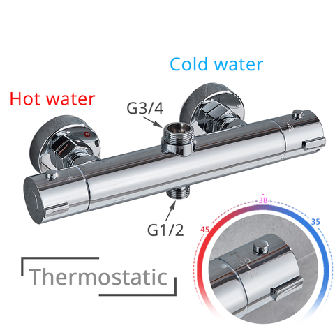 Chrome Thermostatic Shower Faucets Set Bathroom Thermostatic Mixer Tap Hot And Cold Bathroom Mixer Mixing Valve Bathtub Faucet ► Photo 1/6