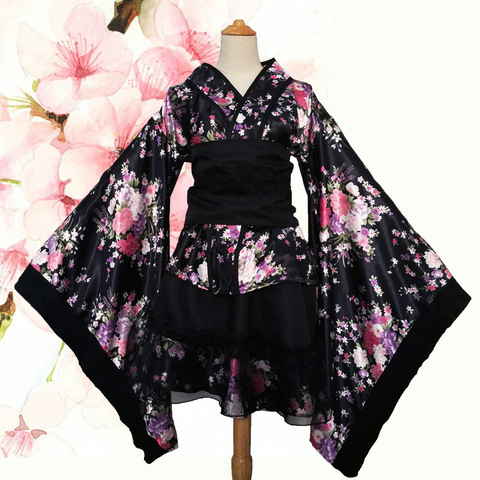 Women's Sexy Kimono Sakura Anime Costume Japanese Kimono Traditional Print Vintage Original Tradition Silk Yukata Dress S-XXXL ► Photo 1/6