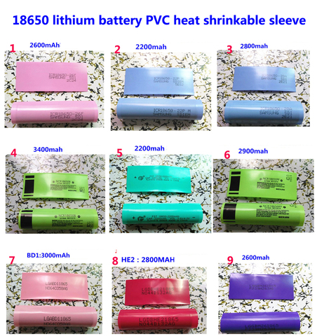 100pcs/lot 18650 lithium battery package sleeve, shrink sleeve, battery cover, PVC sheath heat shrinkable film 3400MAH ► Photo 1/2