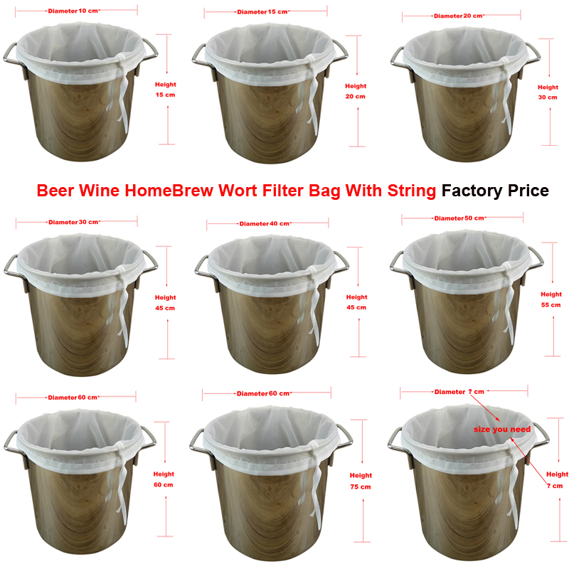 Home Brew Mesh Pouch W/ String Food Grade Wine Beer Homebrew Bucket Filter Bag 