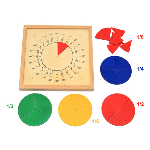 Baby Toys Circular Mathematics Fraction Division Teaching Aids Montessori Board Wooden Toys Child Educational Gift Math Toy ► Photo 1/6