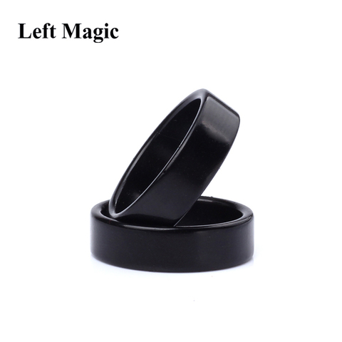 Black Strong Magnetic Magic Ring Magnet Coin Magic Tricks Finger Decoration Magician Ring 18/19/20/21MM Size Magic Props Tools ► Photo 1/6