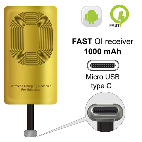 QI Receiver Type C For Google Pixel 3 2XL OnePlus 6t 7t xiaomi redmi note 8A 8T 8 Pro Poco F1 TypeC QI Wireless Receiver Adapter ► Photo 1/6