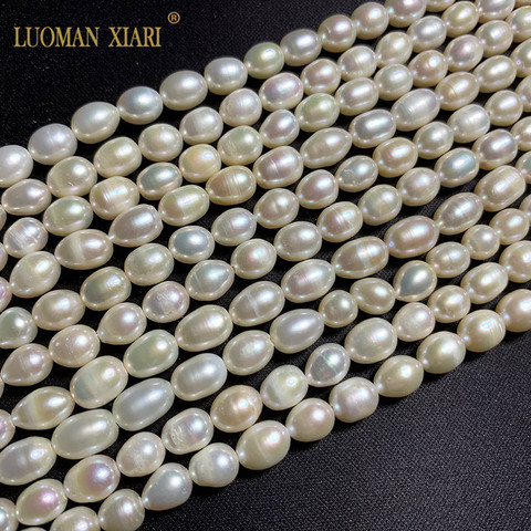 Wholesale AAA 100% Natural Rice Shape Freshwater Pearl Beads For Jewelry Making DIY  Bracelet Necklace Strand  14'' ► Photo 1/6