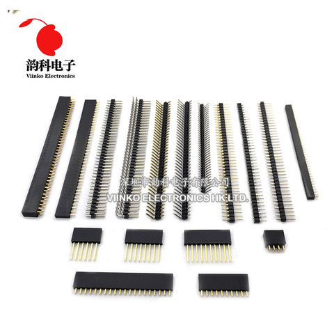 Pitch 2.54mm 2/3/4/5/6/7/8/9/10/11/12/13/14/15/16/20/40 Pin Straight Female Single Row Pin Header Strip PCB Connector ► Photo 1/1