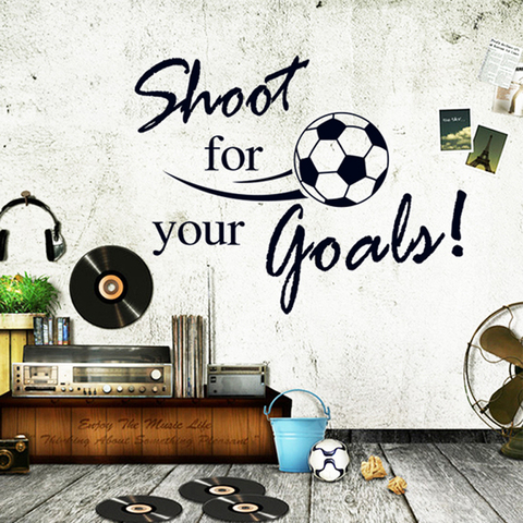 flying football Shoot for Your Goal wall sticker English Letters home decals stickers for Kids Room living room decor mural ► Photo 1/6