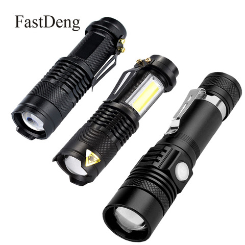 LED Flashlight 2000LM Q5 Mini LED Flashlight COB Torch AA/14500 Adjustable Zoom Focus Torch USB T6 Flash Light 18650 Penlight ► Photo 1/6