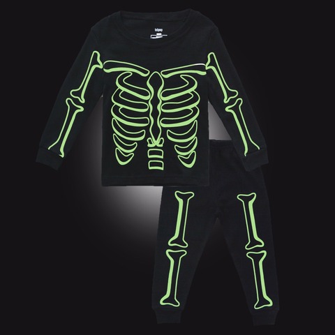 BINIDUCKLING Hot Toddler Boy Pajamas Sets Sleepwear Luminous Skeleton Printed Cotton Long Sleeve For Kids Children Boy Pyjamas ► Photo 1/6