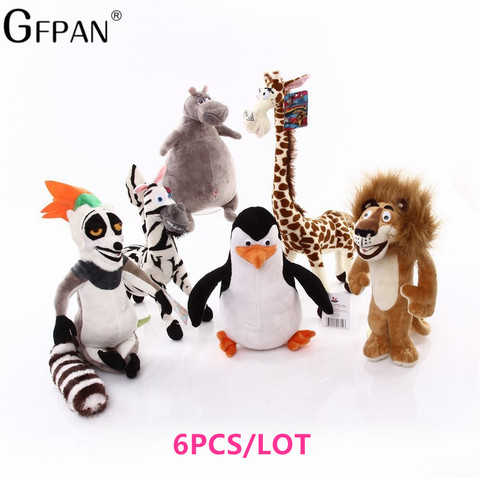 New 20-35cm 6 Styles Madagascar Plush Toy Stuffed Soft Animal Dolls Giraffe Hippo Lion Penguin Zebra Lemurs Figure Gift For Kids ► Photo 1/6