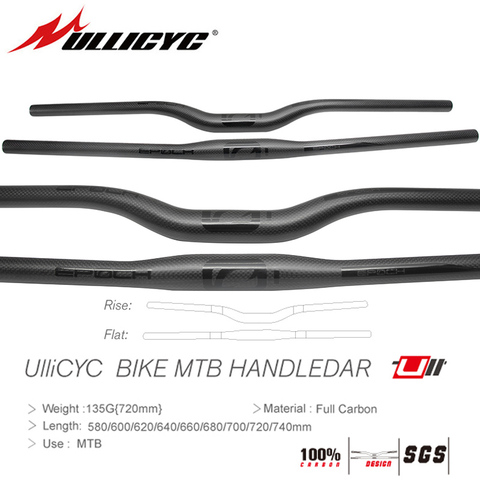 Ullicyc MTB Carbon friber  Bicycle Handlebar Flat or Rise Handlebar Mountain bike parts 31.8*580/600/620/640/660/680/700/720/740 ► Photo 1/6
