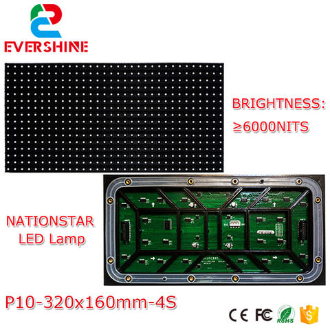 Full color Outdoor LED display module,P10 320x160mm, 32*16 Pixels,Nationstar LED SMD3535 rgb p10mm 1/4 scan led panel ► Photo 1/1