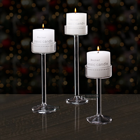 New Style 2022 Classic Glass Candle Holder Wedding Bar Party Home Decor Decoration Fashion Candlestick Goblet Tall Candlesticks ► Photo 1/6