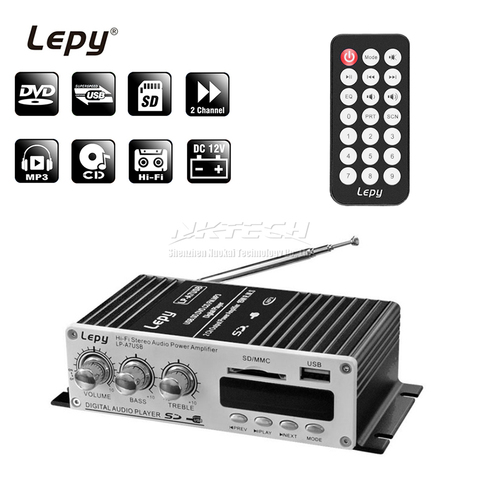 LP-A7 USB Lepy Digital Player Bluetooth 4.2 Version Car Power Hi-Fi Stereo Audio Amplifier 2CH 20W RMS Home AMP SD CD DVD MP3 FM ► Photo 1/6