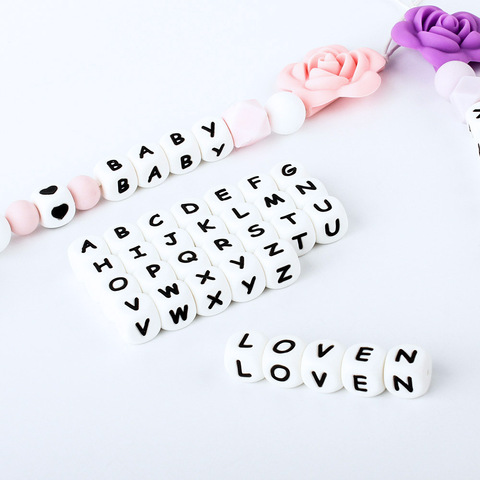 15/36/100/200/500/1000pcs Letter Silicone Beads 12mm Baby Teether Beads Chewing Alphabet Bead For Personalized Name DIY Teething ► Photo 1/6