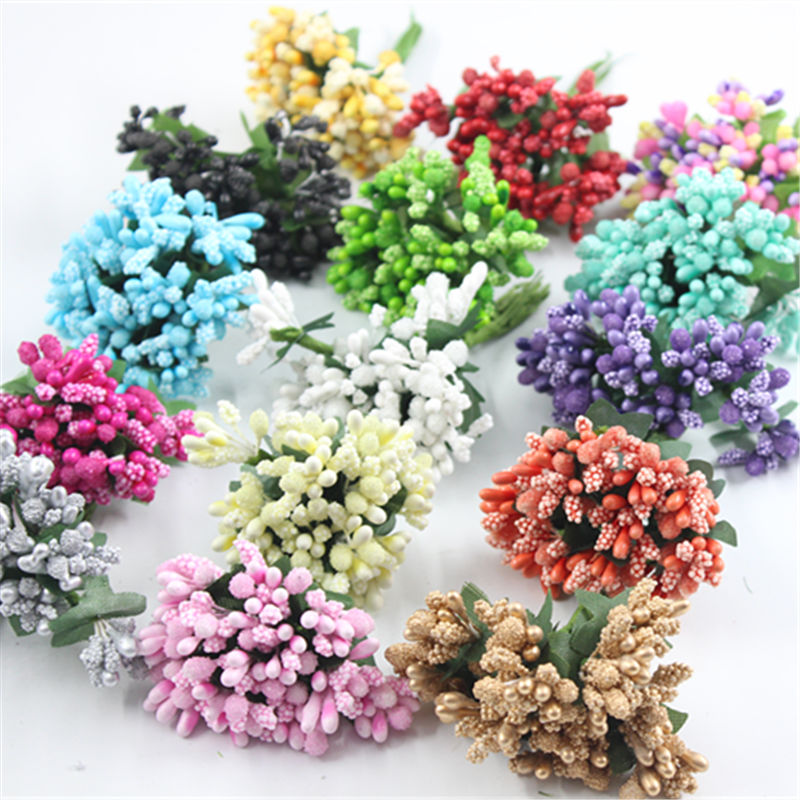 cheap 12pcs/lot Artificial Stamens flowers for handicrafts home accessories 