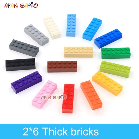 20pcs DIY Building Blocks Thick Figures Bricks 2x6 Dots Educational Creative Size Compatible With lego Plastic Toys for Children ► Photo 1/6