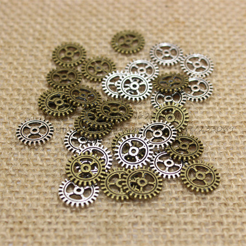 (200 pieces/lot) 12mm two color Metal Alloy mini Gear Charm Gear Jewelry Pendant  T0192 ► Photo 1/3