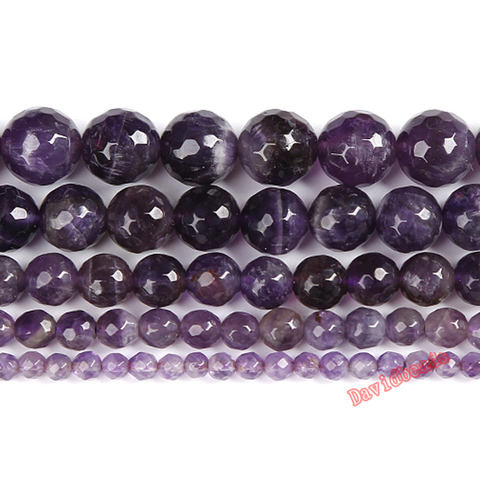 Natural Stone Faceted Dark Purple Amethysts Quartz Loose Beads 15