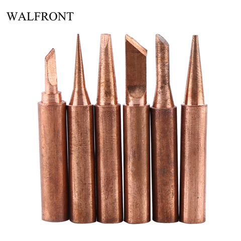 WALFRONT 6pcs/Lot Copper Soldering Tips Lead-free Welding Head Rework Station 900M-T Electric Solder Iron Tips Repair Tools Set ► Photo 1/6