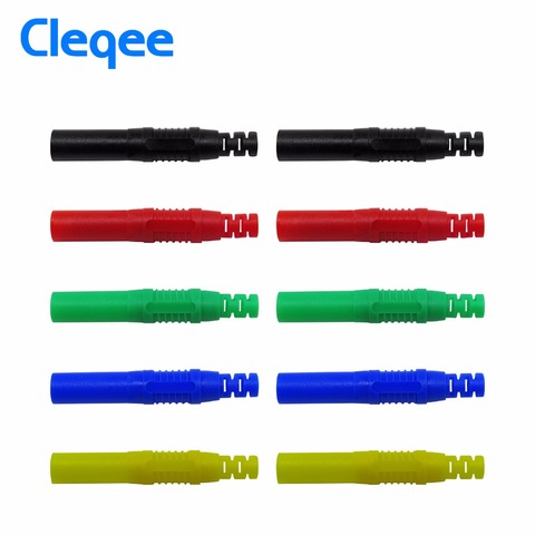 Cleqee P3013 10pcs High Quality safety 4mm Shrouded Banana Plug Solder In line DIY assembly test leads connectors ► Photo 1/3