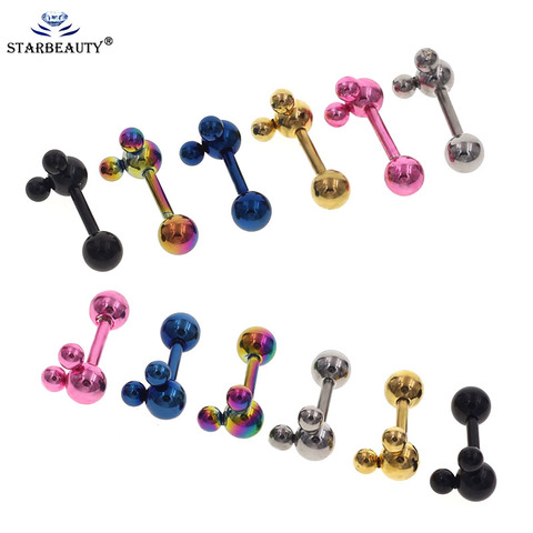 2Pcs 1.2*6mm Surgical Steel Cartilage Piercing Ear Stud Tragus Helix Bar Top Upper Labret Lip Ring Body Jewelry ► Photo 1/6