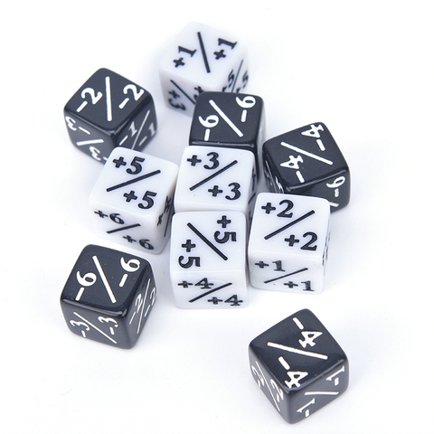 10pcs Dice Counters 5 Positive +1/+1 & 5 Negative -1/-1 For Magic The Gathering Table Game Funny Dic ► Photo 1/6