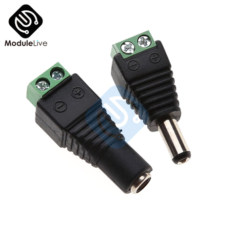 DC Power Jack Plug 2.1mm x 5.5mm Female Male Pair Adapter Connector 