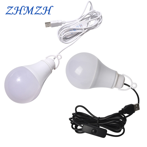 DC5V USB Dimmable Hanging Lamp LED Bulb Stepless Dimming Brightness Three Color Switch 10W LED Light Bulb For Adapter Power Bank ► Photo 1/6