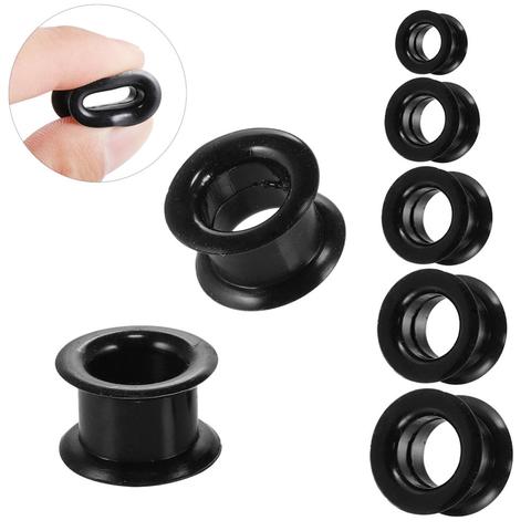 2pcs/lot Hollow Black Silicone Flexible Double Flared Flesh Ear Tunnel Plugs Gauge Expander Stretchers Piercing Jewelry 3mm-40mm ► Photo 1/6