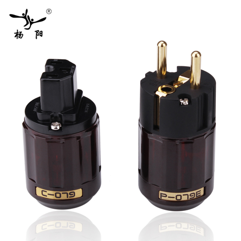 YYAUDIO Free shipping pair P-079E/C-079 24k Gold-Plated SCHUKO Power Plug EU version power plug ► Photo 1/6