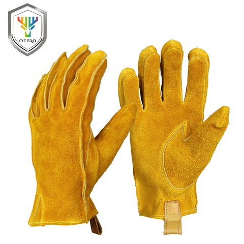 OZERO Work Gloves Stretchable Tough Grip Leather for Utility Work Construction Wood Cutting Cowhide Gardening Gloves 2010 ► Photo 1/6