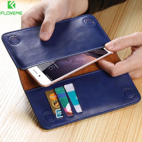 FLOVEME Genuine Leather Wallet Phone Bag Case for Samsung Galaxy S9 S8 Plus S7 S6 Edge Case Purse Cover For Capinha iPhone7 Plus ► Photo 1/6