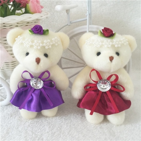 5pcs/lot 12cm Kawaii Teddy Bear Toys Plush Doll Mini Teddy Bear Flower Bouquets Bear For Girls Wedding Christmas Gifts ► Photo 1/6