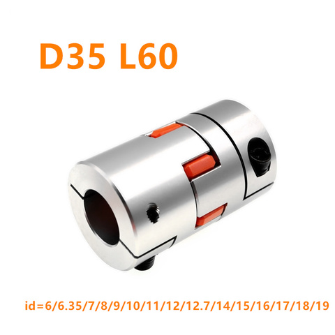 Flexible plum clamp coupler D35 L60 shaft size CNC Jaw shaft coupling id=6 6.35 7 8 9 10 11 12 12.7 14 15 16 17 18 19mm ► Photo 1/1