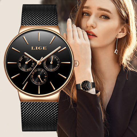 2022 Classic Women Rose Gold Top Brand Luxury Laides Dress Business Fashion Casual Waterproof Watches Quartz Calendar Wristwatch ► Photo 1/6