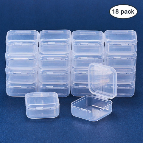 18Pcs Small Boxes Square Transparent Plastic Jewelry Storage Case Finishing Container Packaging Storage Box for Earrings Rings ► Photo 1/6