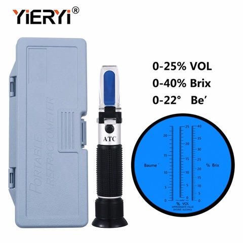 yieryi 3 In 1 Hand Held Grape & Alcohol Wine Refractometer (Brix, Baume and W25V/V Scales) ► Photo 1/6