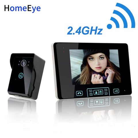 HomeEye 2.4GHz Digital Wireless Video Door Phone Doorbell Intercom System Built-in Battery 7''TFT LCD Touch Key Rainproof Screen ► Photo 1/1