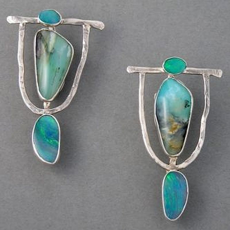 Fashion Boho Geometric Natural Stone Resin Hook Earrings Dangle Drop Jewellery