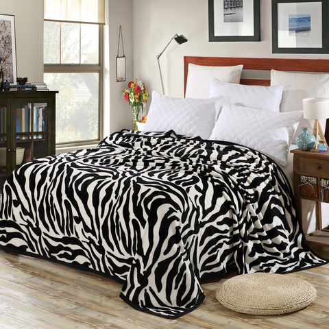 Super Comfortable Soft Mink Felting Blanket Zebra Striped Pattern Floral Blanket Thrown On The Sofa / Bed / Travel Breathable ► Photo 1/6