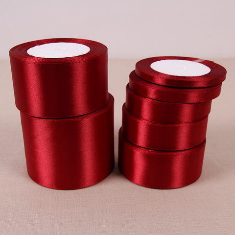(25 yards/roll) Wine Red Single Face Satin Ribbon Wholesale Gift Wrapping Christmas New Year Apparel Sewing Fabric gift Ribbon ► Photo 1/6