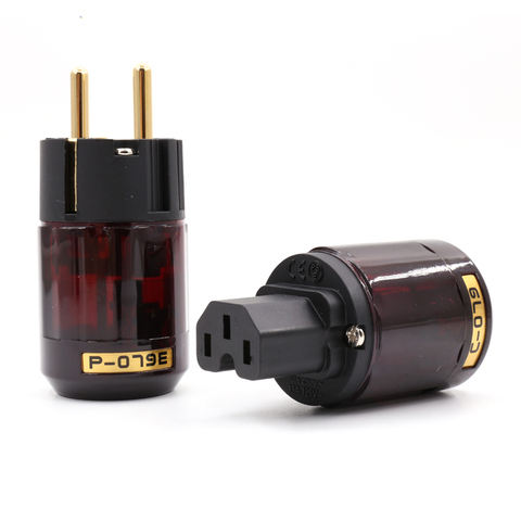 Hi End Pair P-079E+C079 24k Gold-Plated EU Power Plug ac power cord plugs ► Photo 1/6