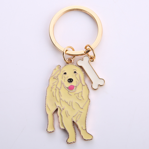 NEW  Golden Retriever Dog Animal Gold Silver Plated Metal Pendant Keychain For Bag Car Women Men Key Ring Love Jewelry GIFTS ► Photo 1/6