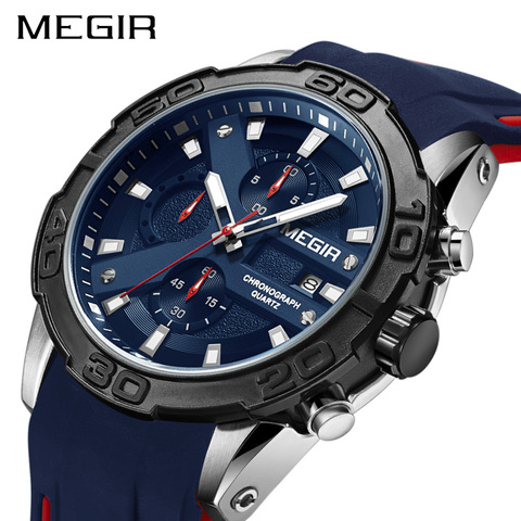 MEGIR Fashion Sport Men Watch Relogio Masculino Brand Silicone Army Military Watches Clock Men Quartz Wrist Watch Hour Time Saat ► Photo 1/6