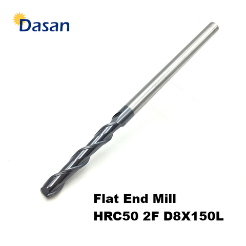 1pc End Mill 8mm Extra Long 150mm 2Flute HRC50 2F 8*150 Carbide Straight Shank Stainless Steel Spiral CNC Milling Cutter ► Photo 1/4