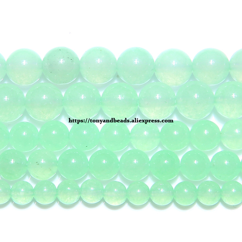 Free Shipping Natural Stone Lt Green Chalcedony Jades Round Loose Beads 6 8 10 MM Pick Size ► Photo 1/1