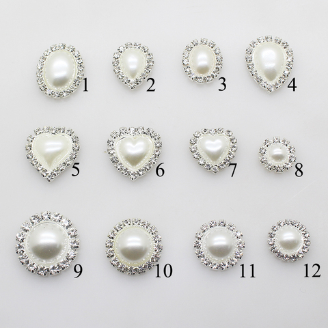 New Fashion 10pcs/lot 12 SIZE Rhinestone Pearl Snap Button Metal Brass Flat Back Button for Clothes Craft Accessories Decorative ► Photo 1/6