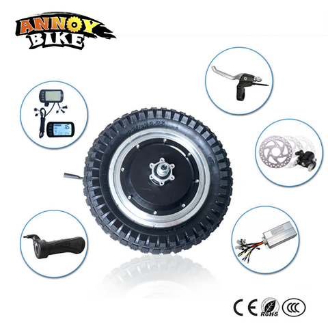 12 inch electric hub motor wheel with LCD Throttle brake lever e bike conversion kit 48v 250w 350w BLDC hub motor narrow tire ► Photo 1/5