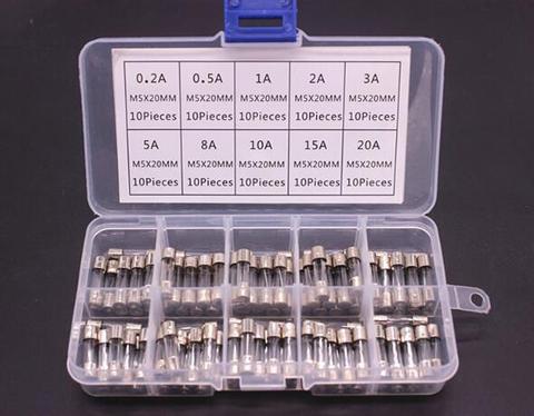 100Pcs Set 5x20mm Quick Blow Glass Tube Fuse Assorted Kits Fast-blow Glass Fuses 10A-20A ► Photo 1/1