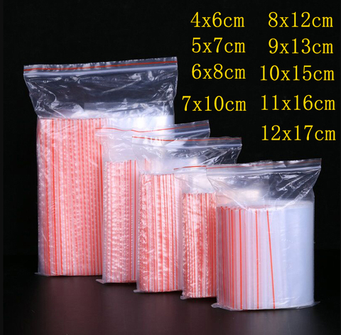 100pcs Thick Transparent Small Plastic Bags Reclosable Plastic Poly Bag  Jewelry Packaging Bags